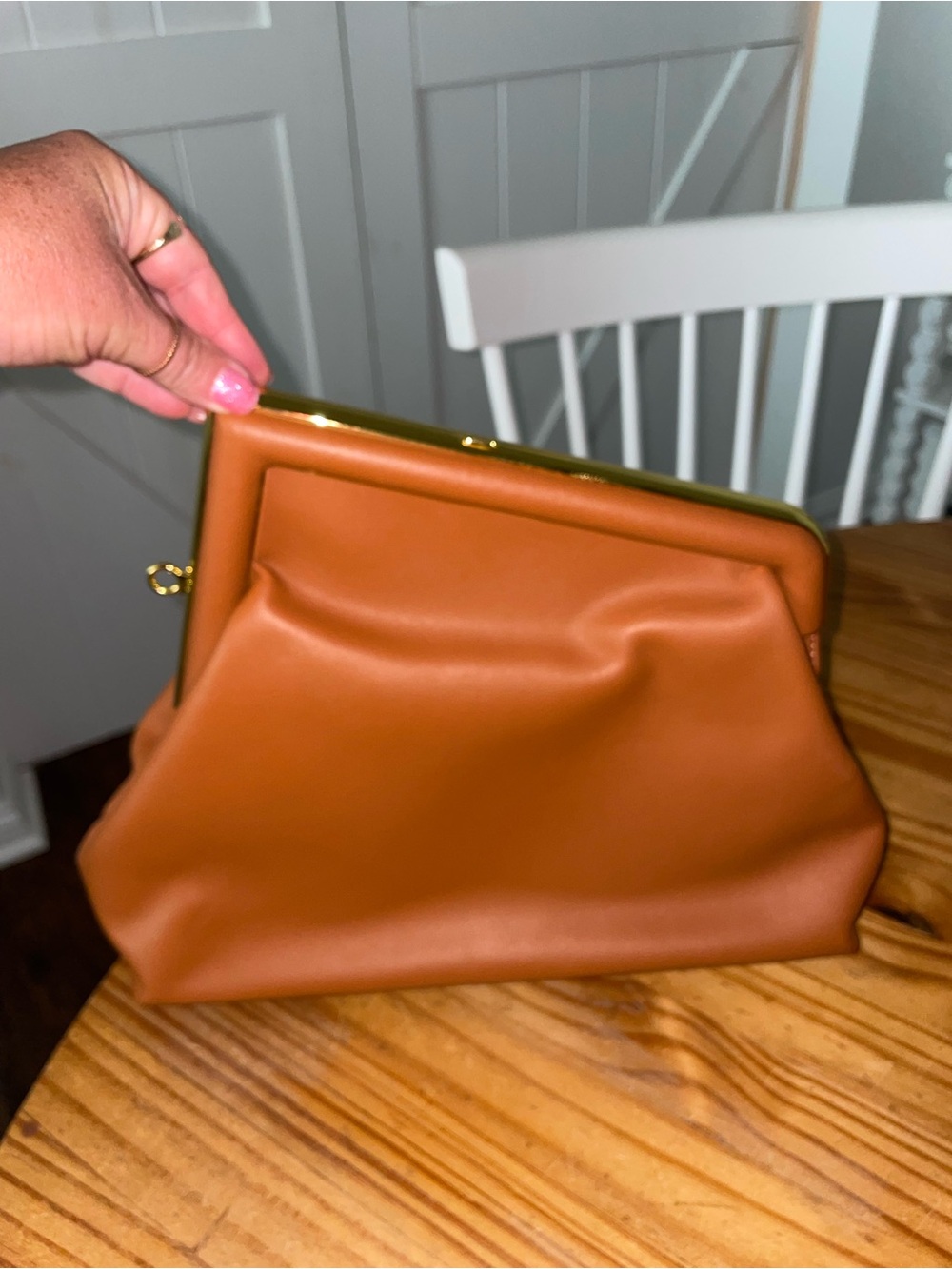 Fendi Shiny Nappa Medium Fendi First Caramello Clutch Bag BROKEN STRAP - Picture 2 of 14